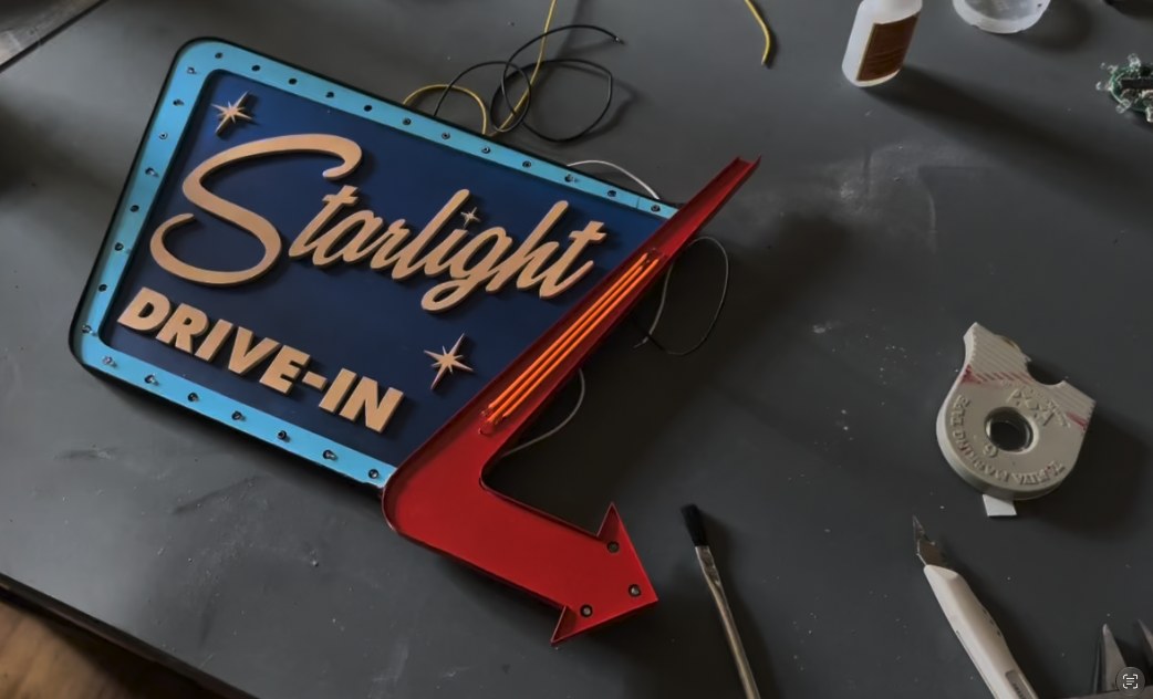 Painted Starlight sign during assembly